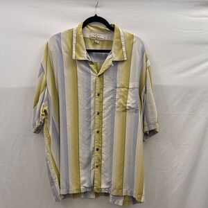 Tommy Bahama Green and Blue Striped Casual Shirt